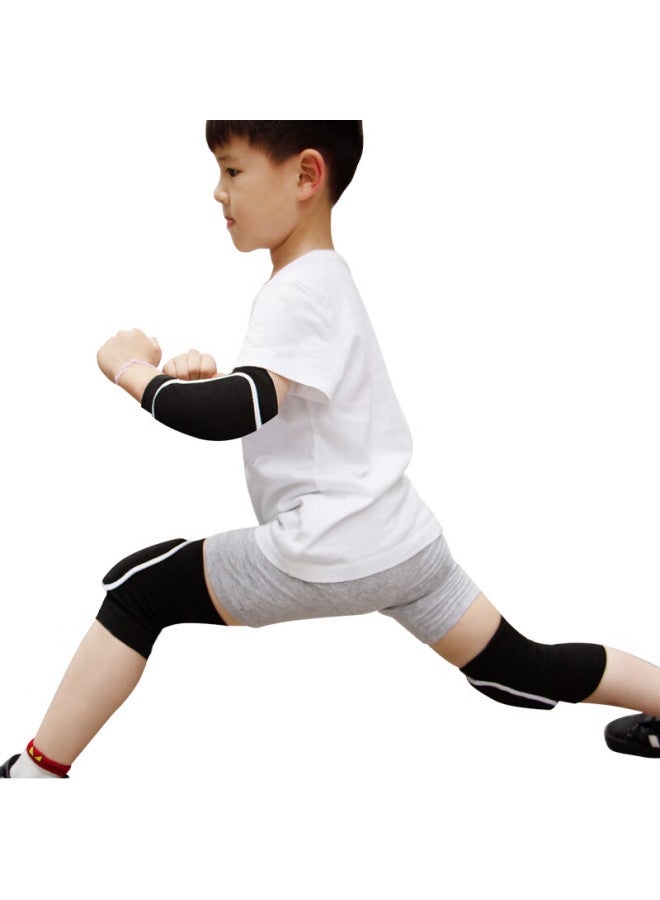 Chidong Children's Knee And Elbow Pads Set, Kids Basketball Thick Foam Dance Anti-collision Kneeling Knee Protectors, Black, 4 Pieces, Size M - Image 5