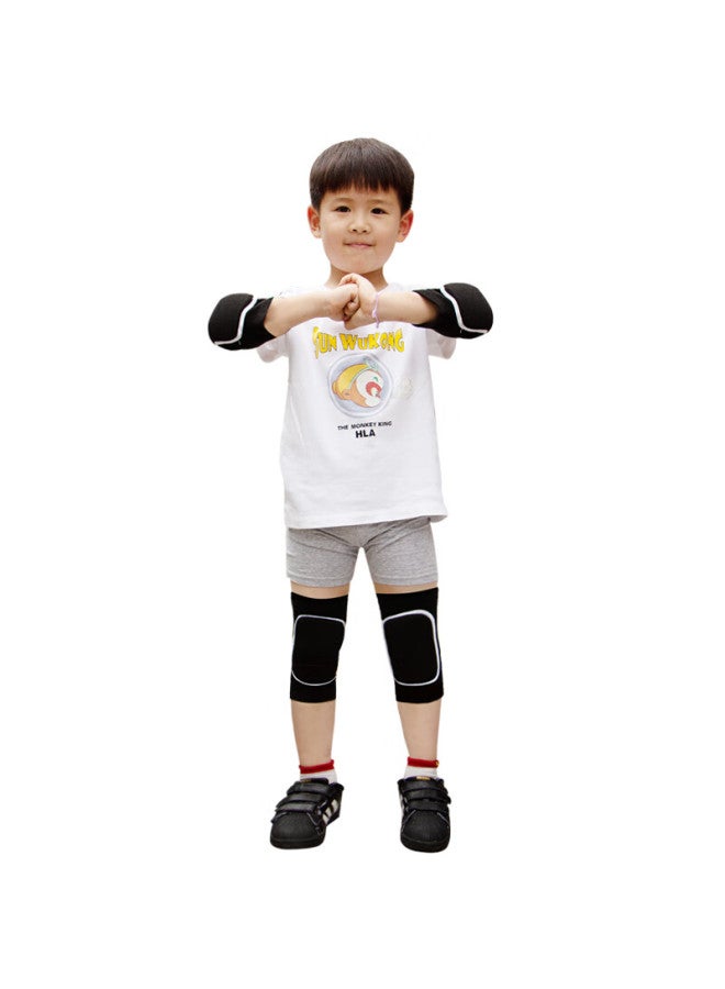 Chidong Children's Knee And Elbow Pads Set, Kids Basketball Thick Foam Dance Anti-collision Kneeling Knee Protectors, Black, 4 Pieces, Size M - Image 3