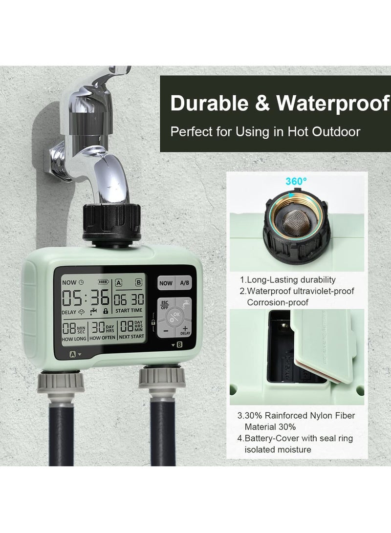 SYOSI Sprinkler Timer, Water Sprinkler Timer with 2 Outlets, Garden Automatic Watering System/Sprinklers for Lawns Programmable Hose Timer Irrigation System with Child Lock Mode - Image 4