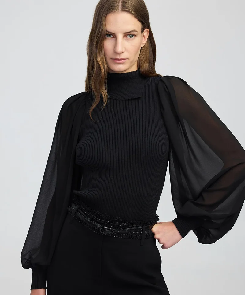 Ipekyol Mixed Media Knit Top