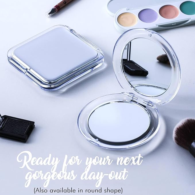 MIRRORVANA Small Compact 15X Magnifying Mirror for Travel Handheld Foldable Very Lightweight Mini PocketSized Magnified Mirror for Purse Square 8cm x 8cm