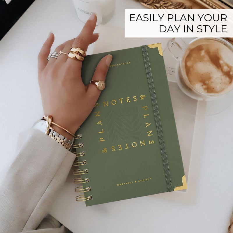 ZICOTO Aesthetic Daily Planner And Notebook With Hourly Schedule - Beautiful Spiral To do List Notepad For Work/Home to Organize Tasks And Appointments - Stylish School/Office Supplies Book For Women - Image 5