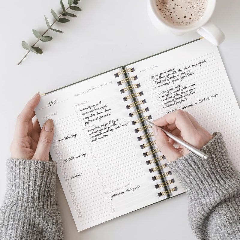 ZICOTO Aesthetic Daily Planner And Notebook With Hourly Schedule - Beautiful Spiral To do List Notepad For Work/Home to Organize Tasks And Appointments - Stylish School/Office Supplies Book For Women - Image 2