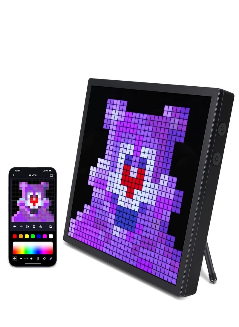 ماتريكس شاشة LED Pixel، لوحة فنية قابلة للبرمجة مقاس 16 × 16، التحكم في التطبيق، ساعة رقمية، ديكور الغرفة، شاشة Pixel Art، ملحقات ألعاب Pixel، إنشاء رسومات جرافيتي، رسوم متحركة - Image 1