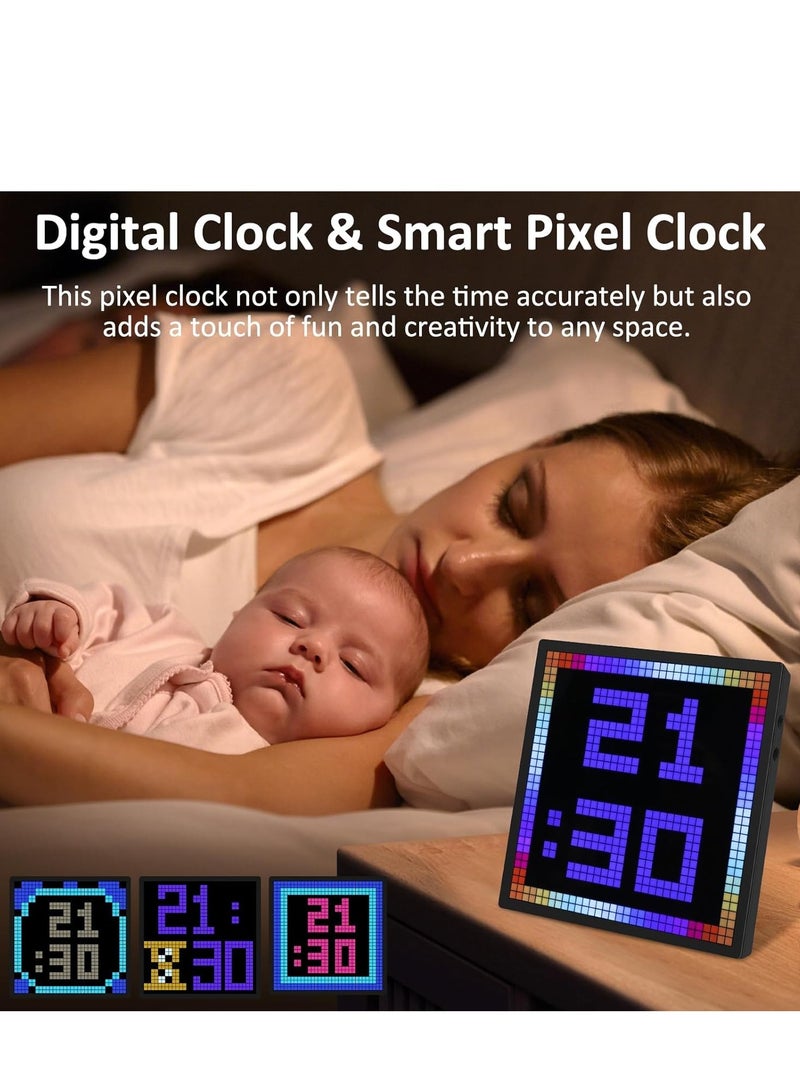 ماتريكس شاشة LED Pixel، لوحة فنية قابلة للبرمجة مقاس 16 × 16، التحكم في التطبيق، ساعة رقمية، ديكور الغرفة، شاشة Pixel Art، ملحقات ألعاب Pixel، إنشاء رسومات جرافيتي، رسوم متحركة - Image 3