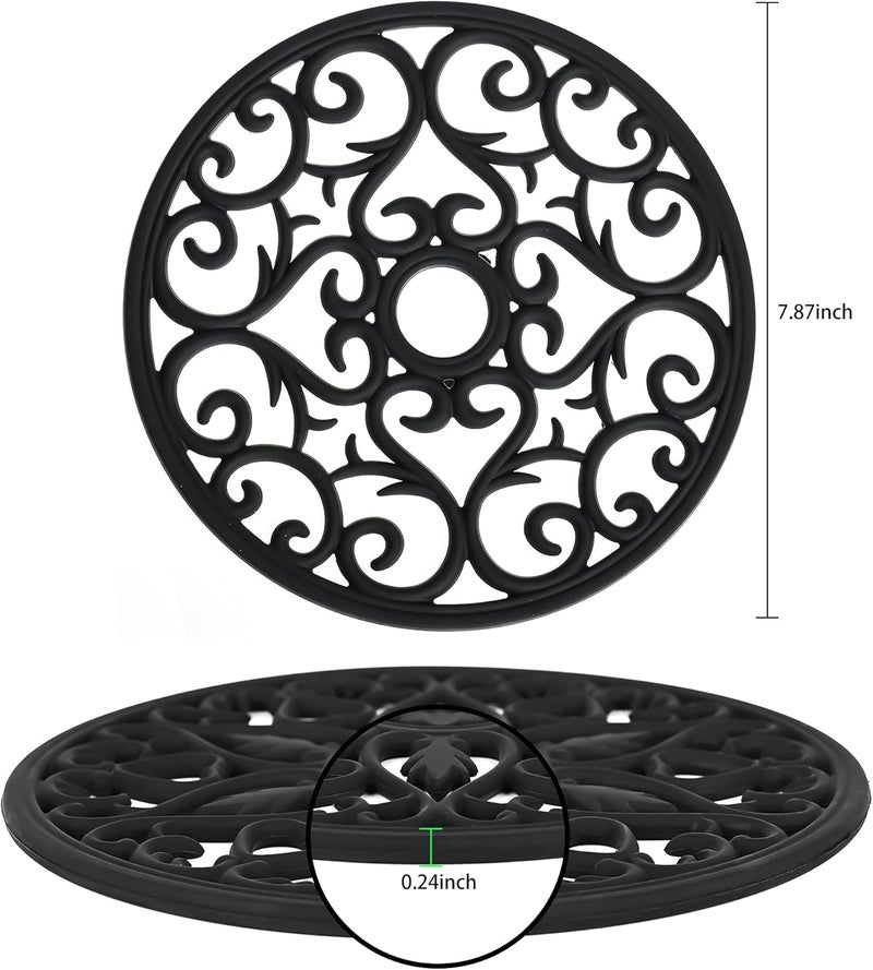 Smithcraft Smitchraft Silicone Trivets for Hot Dishes, Pots and Pans, Hot Pads for Kitchen Quartz Countertops, Silicone Pot Holders Mat, Multi-use Carved Heat Resistant Mat for Counter & Table, Set of 3 Black - Image 2