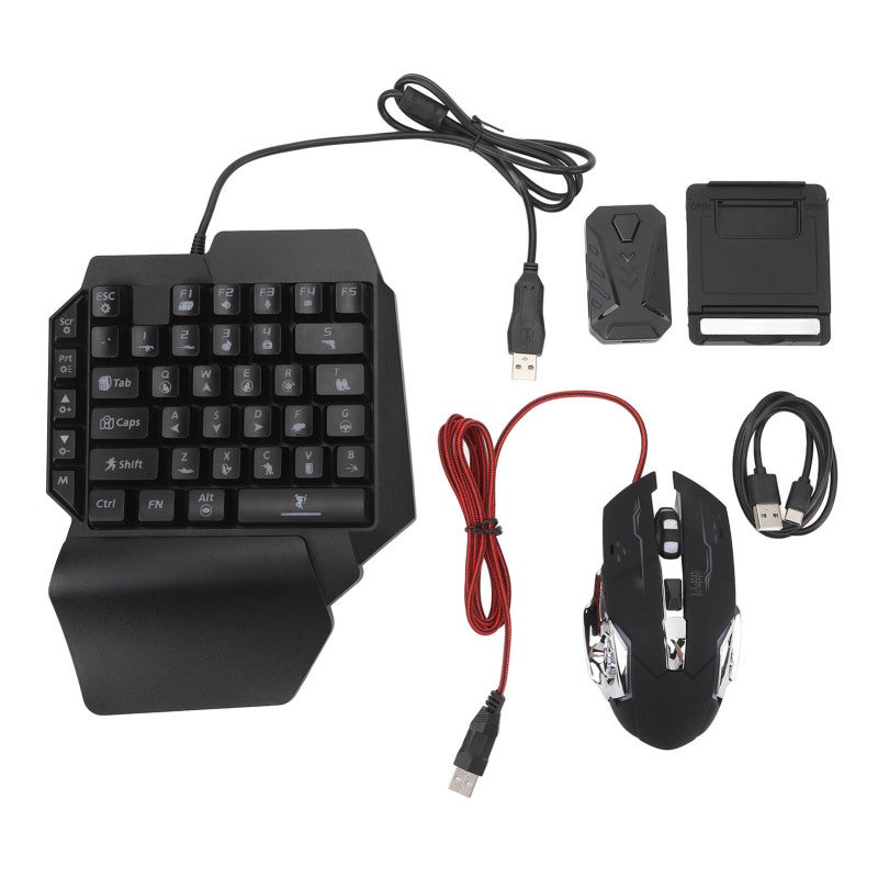 Gamwing One Handed Keyboard Mouse Converter Set 4 In 1 RGB Gaming Combo with Adjustable Phone Stand - Bluetooth Direct Connection for Mobile Game - Image 1