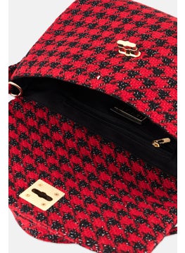 Women Houndstooth Cross Body Bag 26 L x 15 H x 5 W cm, Red - pzsku/Z9F40BF0C0F9B785AF842Z/45/_/1737642205/83fca790-62d1-4cec-bcc4-0a9f483507a8