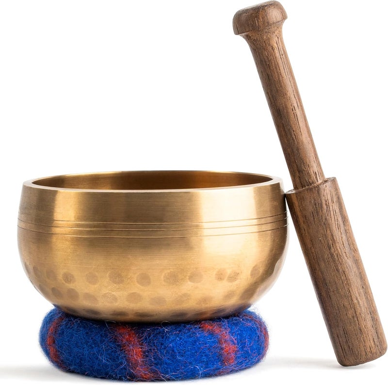 Ohm Handcrafted Tibetan Singing Bowl Set – 3.5” Sound Bowl for Meditation, Sound Healing & Yoga – Healing Instrument with Wooden Striker & Cushion – Authentic Hand-Hammered in Nepal - Image 1