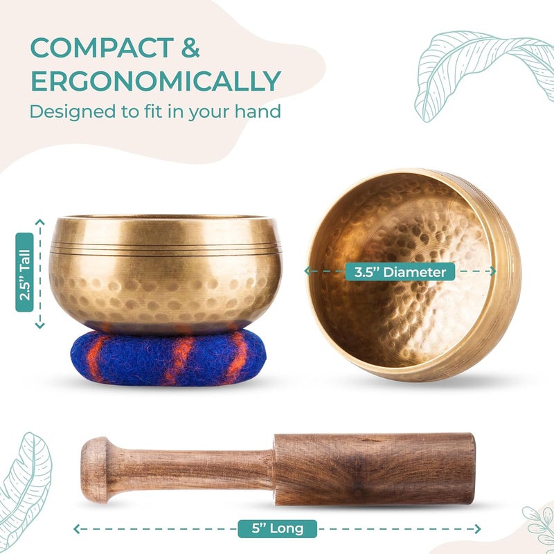 Ohm Handcrafted Tibetan Singing Bowl Set – 3.5” Sound Bowl for Meditation, Sound Healing & Yoga – Healing Instrument with Wooden Striker & Cushion – Authentic Hand-Hammered in Nepal - Image 5