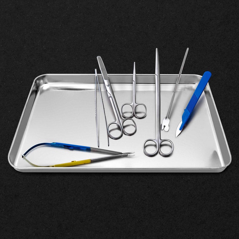 QWORK Stainless Steel Surgical Tray, for Medical Instruments, Tattoo, Surgical Supplies, 15 3/4"×11-13/16"×1", Flat Bottom Tray - Image 4