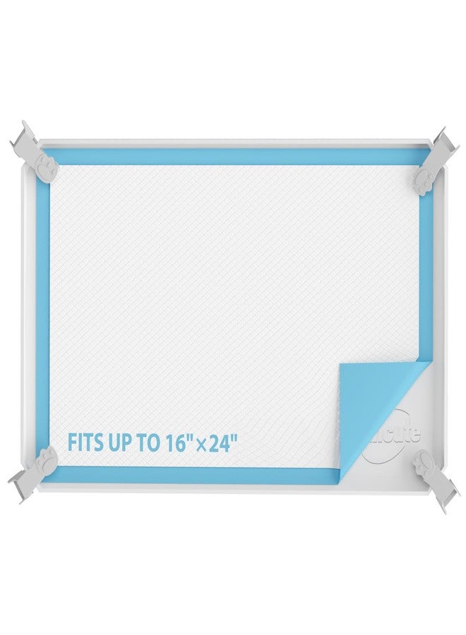 IMMCUTE Pee Pad Holder, Soft Silicone Puppy Pad Holder Fits Up to 16" x 24" Pee Pads, Non-Slip High Edge Potty Pad Holder, Dog Mat for Food and Water for Easy Cleaning with 8 Holder Clamps - Image 1