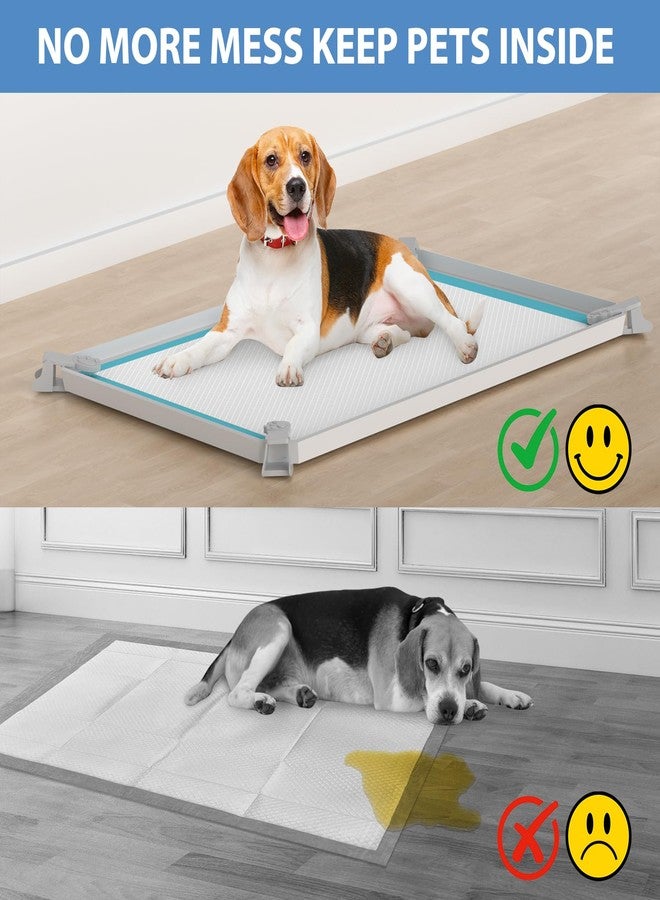 IMMCUTE Pee Pad Holder, Soft Silicone Puppy Pad Holder Fits Up to 16" x 24" Pee Pads, Non-Slip High Edge Potty Pad Holder, Dog Mat for Food and Water for Easy Cleaning with 8 Holder Clamps - Image 4