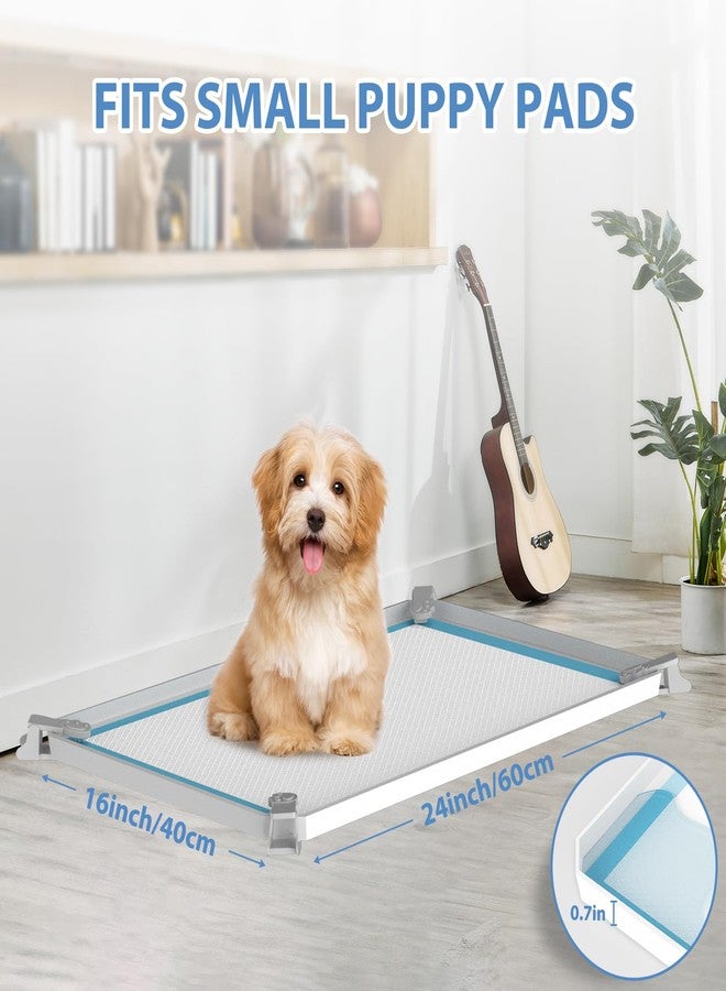 IMMCUTE Pee Pad Holder, Soft Silicone Puppy Pad Holder Fits Up to 16" x 24" Pee Pads, Non-Slip High Edge Potty Pad Holder, Dog Mat for Food and Water for Easy Cleaning with 8 Holder Clamps - Image 2