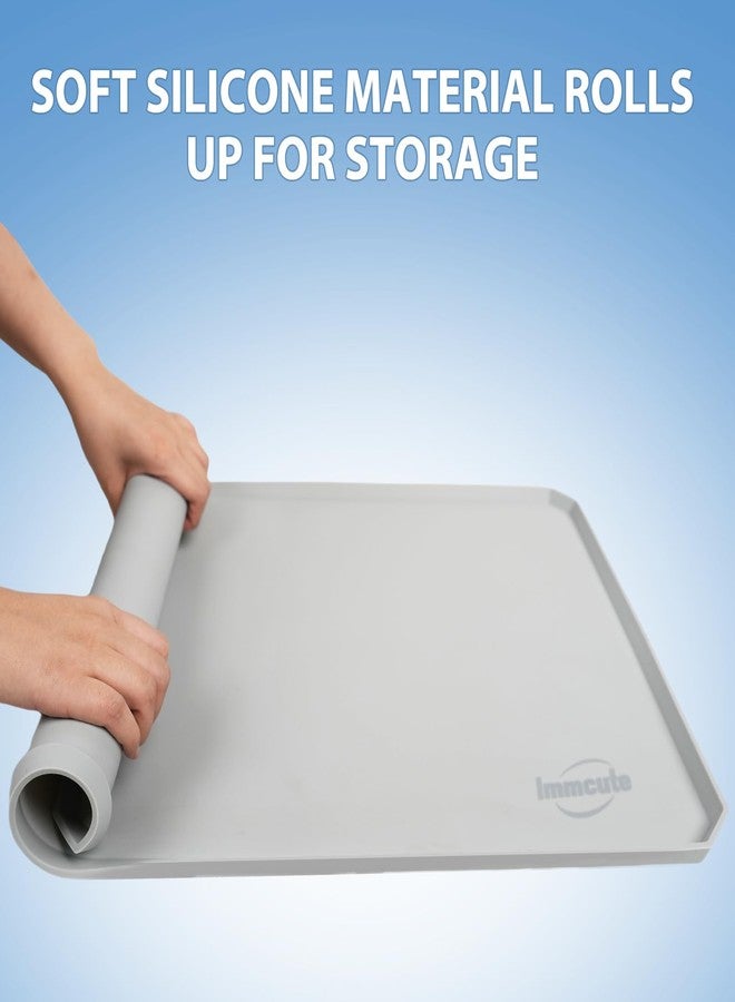 IMMCUTE Pee Pad Holder, Soft Silicone Puppy Pad Holder Fits Up to 16" x 24" Pee Pads, Non-Slip High Edge Potty Pad Holder, Dog Mat for Food and Water for Easy Cleaning with 8 Holder Clamps - Image 3