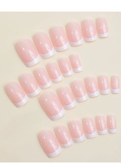 SYNSYB French Tip Press On Nails - Package Soft Gel French Fake Nails Short, Salon-quality Press On Nails, Seamless Glue-on Nails for Woman Nail Art Manicure  - Image 2