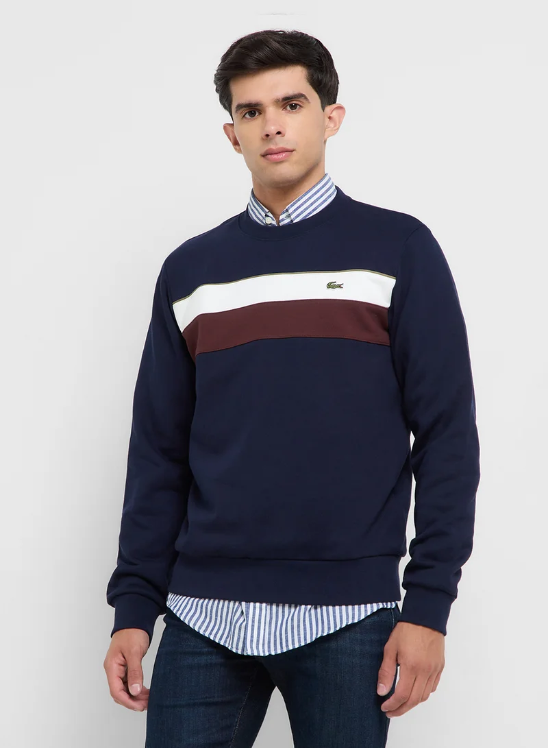 LACOSTE Colorblock Crew Neck Sweatshirt