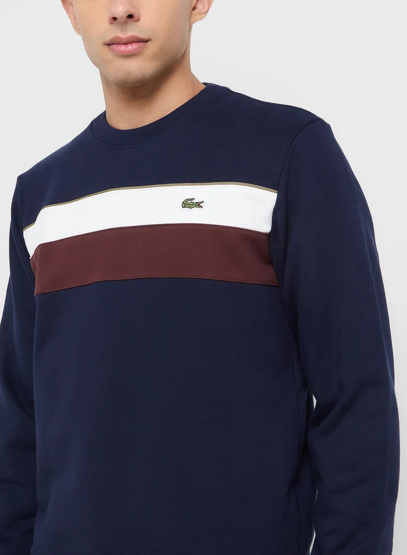 LACOSTE Colorblock Crew Neck Sweatshirt