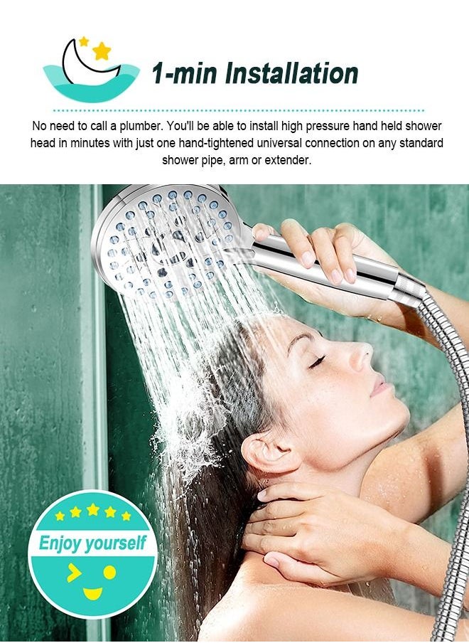 HomarKet - High Pressure 7-mode Handheld Shower Head - Anti-clog Nozzles, Built-in Power Wash to Clean Tub, Tile and Pets-The Perfect Detachable Shower Heads for Bathroom Upgrade - Image 1
