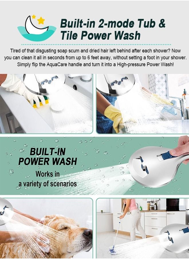 HomarKet - High Pressure 7-mode Handheld Shower Head - Anti-clog Nozzles, Built-in Power Wash to Clean Tub, Tile and Pets-The Perfect Detachable Shower Heads for Bathroom Upgrade - Image 1
