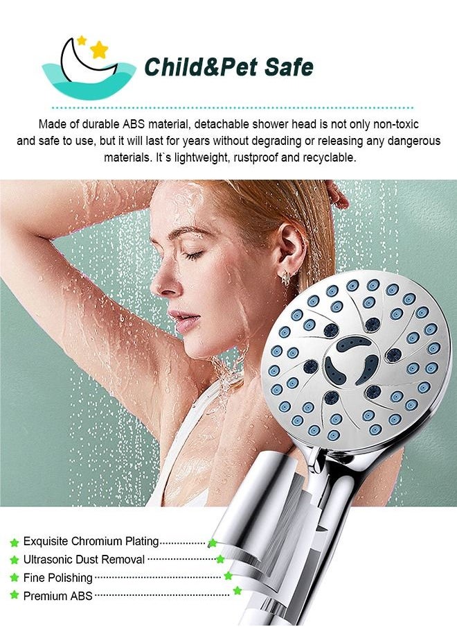HomarKet - High Pressure 7-mode Handheld Shower Head - Anti-clog Nozzles, Built-in Power Wash to Clean Tub, Tile and Pets-The Perfect Detachable Shower Heads for Bathroom Upgrade - Image 1