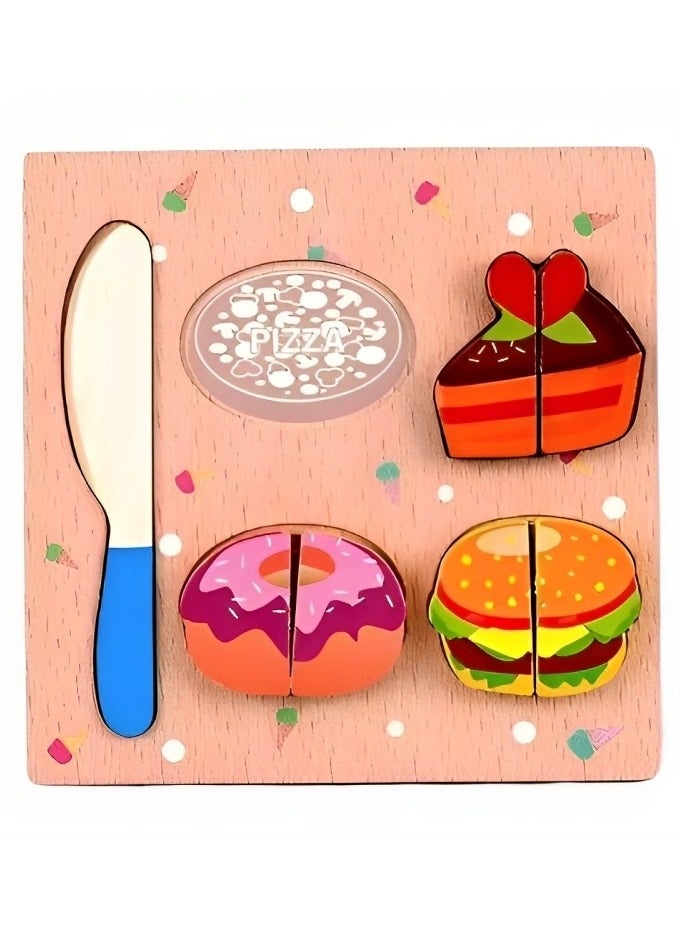 ألغاز خشبية ثلاثية الأبعاد مصممة بطريقة التقطيع والربط لتعليم الأطفال، أدوات دعم التعليم للآباء والمعلمين، ألوان وأنماط جذابة، تنمية المهارات الحسية والحركية من مونتيسوري، هدايا رائعة (شكل كعكة) - Image 1