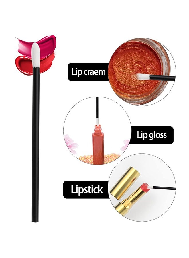 50-Piece Disposable Lip Gloss Wands Tool Kit Black, 50-Piece Disposable Eyelash Mascara Applicator Wand Brush Black - Image 3