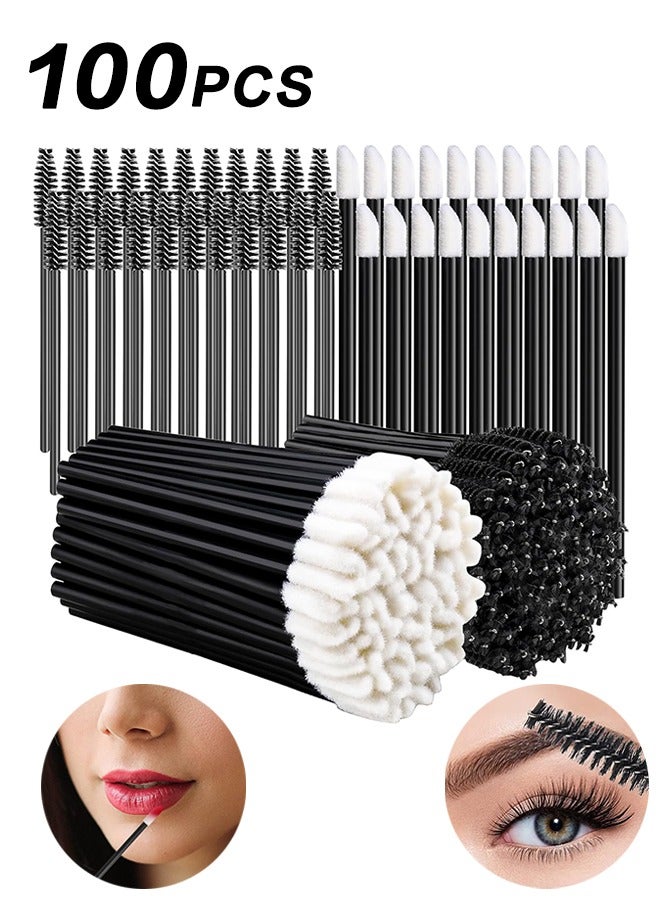 50-Piece Disposable Lip Gloss Wands Tool Kit Black, 50-Piece Disposable Eyelash Mascara Applicator Wand Brush Black - Image 1