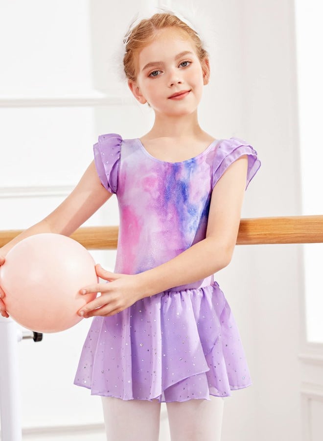 Arshiner Girls Ruffle Sleeve Ballet Dance Dress Tutu Skirted Leotard, Colorful, 4-5 years - Image 2