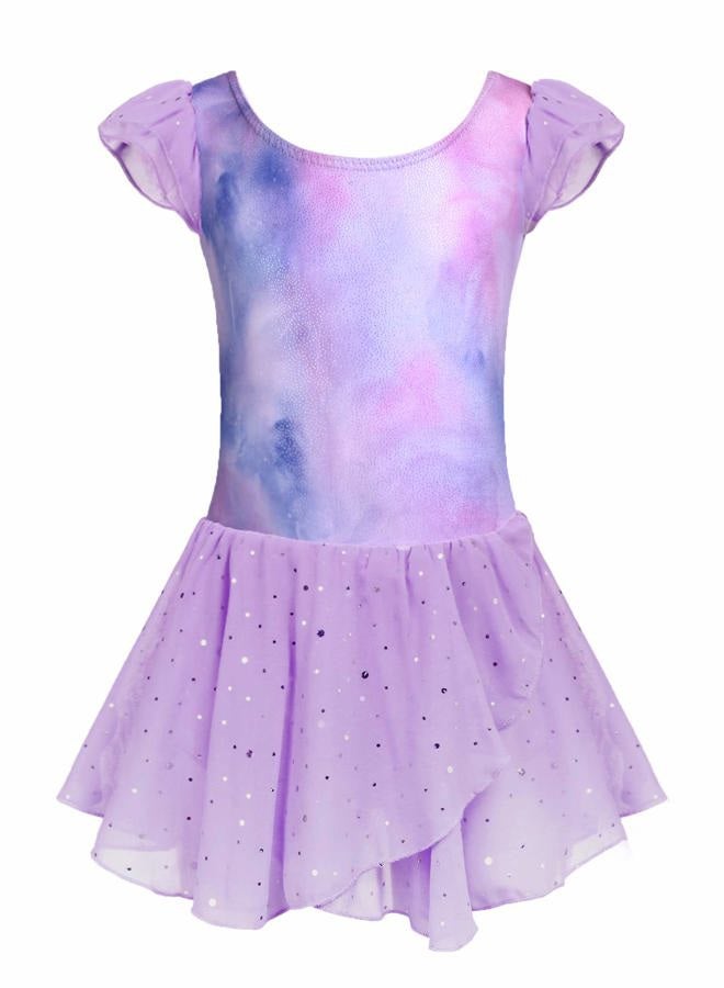 Arshiner Girls Ruffle Sleeve Ballet Dance Dress Tutu Skirted Leotard, Colorful, 4-5 years - Image 1