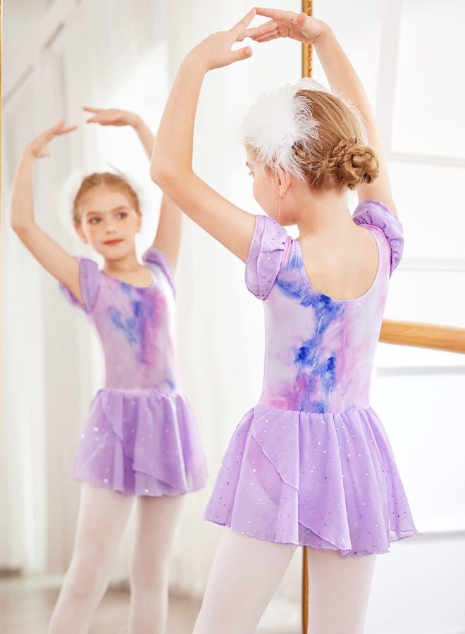 Arshiner Girls Ruffle Sleeve Ballet Dance Dress Tutu Skirted Leotard, Colorful, 4-5 years - Image 4