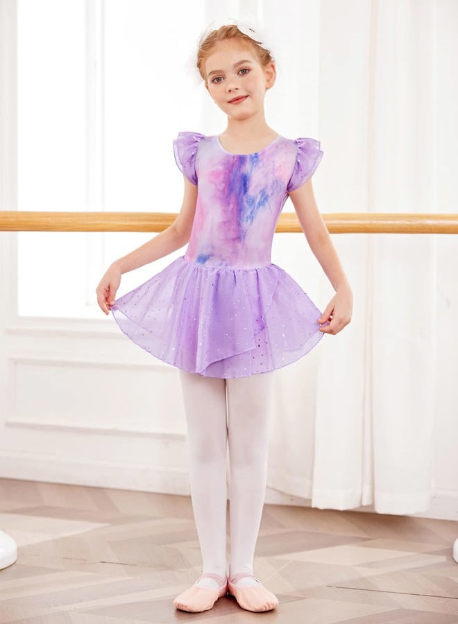 Arshiner Girls Ruffle Sleeve Ballet Dance Dress Tutu Skirted Leotard, Colorful, 4-5 years - Image 5