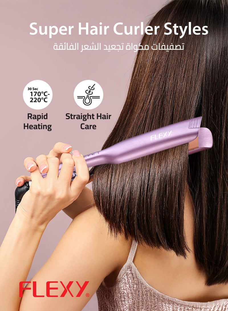 Flexy 2-in-1 Hair Dryer & Straightener Combo, 2000W AC Motor Dryer with 3 Nozzles, Fast-Heating Straightener, Digital Temperature Display, Hot & Cold Air, Salon & Home Use, 2 Years Warranty - Image 5