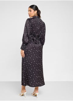 ELLA Ditsy Print Dress With Puff Sleeves  - Image 2