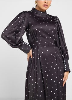 ELLA Ditsy Print Dress With Puff Sleeves  - Image 3