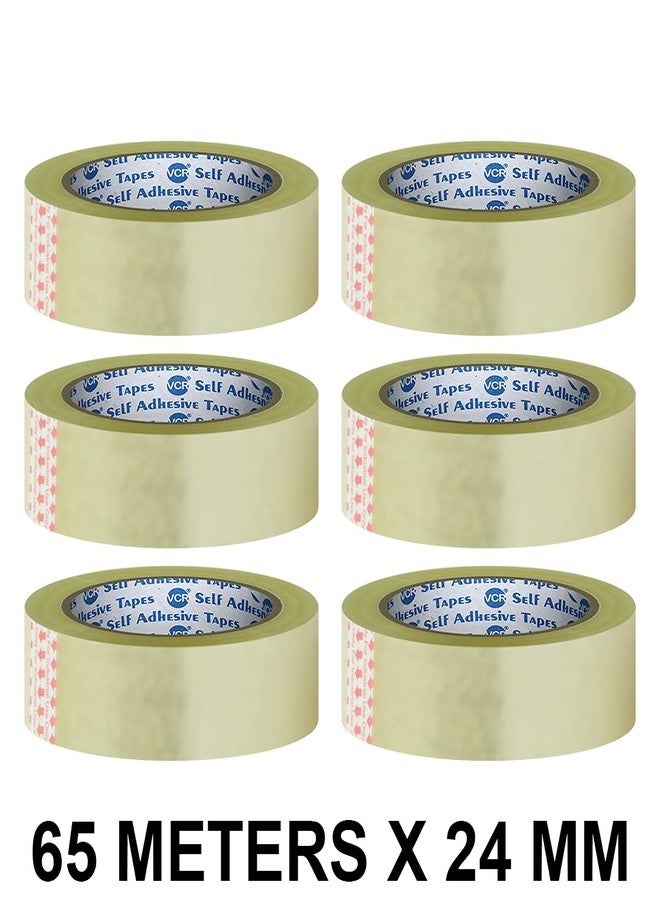 VCR Self Adhesive Transparent Cello Tape - 65 Meters in Length - 24mm / 1" Width - 6 Rolls Per Pack - BOPP Industrial Packaging Tape for E-Commerce Box Packing, Office and Home use - Image 3