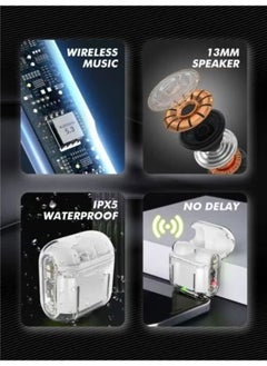 Generic New Pro12 Wireless Bluetooth Headset Transparent Bin Tws Esports Gaming Low Delay Noise Reduction White  - Image 2