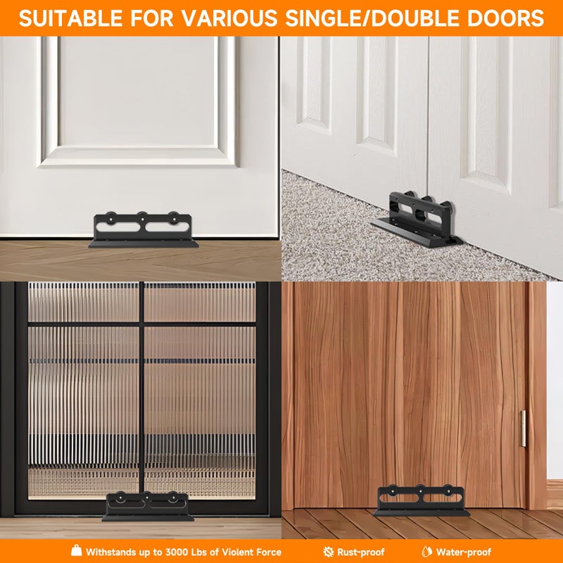 BUYYAH Door Security Bar, French Security Door Brace, Security Door Barricade, Withstands 3000 Lbs, Prevents Entry Burglaries Home Invasions - Image 4