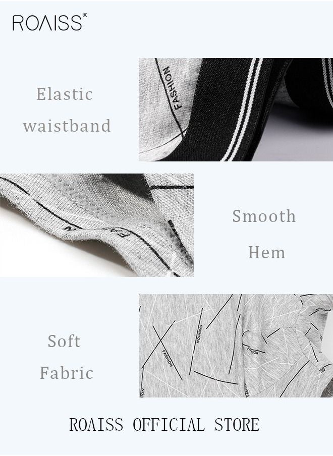 roaiss - Set of 4 Men's 95% Cotton Boxer Shorts Breathable Soft Underwear Summer High Stretch Seamless Underwear - Image 1