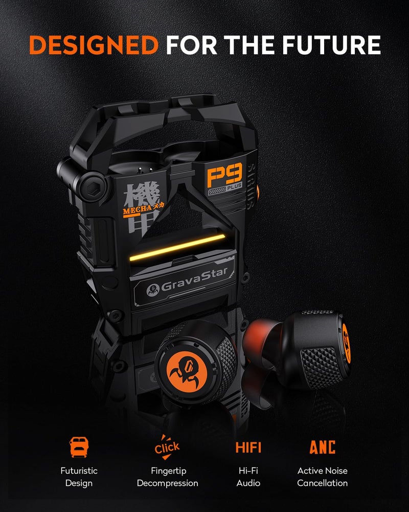 GravaStar Sirius Plus True Wireless Earbuds, Bluetooth 5.3 Active Noise Cancellation ANC Headphones, 28H Playtime, ENC Clear Call, Customization App, IPX4 for Sports/Work -Black - Image 2