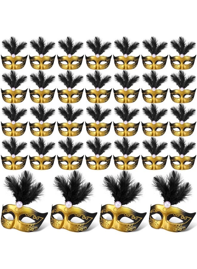 Sanwuta 72 Pieces Mini Masquerade Mask Mardi Gras Masks Small Mask Cake Toppers Decorative Mini Mask Mardi Gras Party Decor (Black) - Image 2