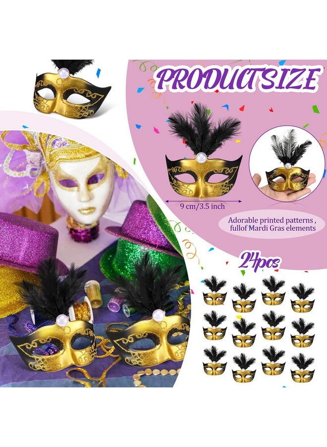 Sanwuta 72 Pieces Mini Masquerade Mask Mardi Gras Masks Small Mask Cake Toppers Decorative Mini Mask Mardi Gras Party Decor (Black) - Image 3
