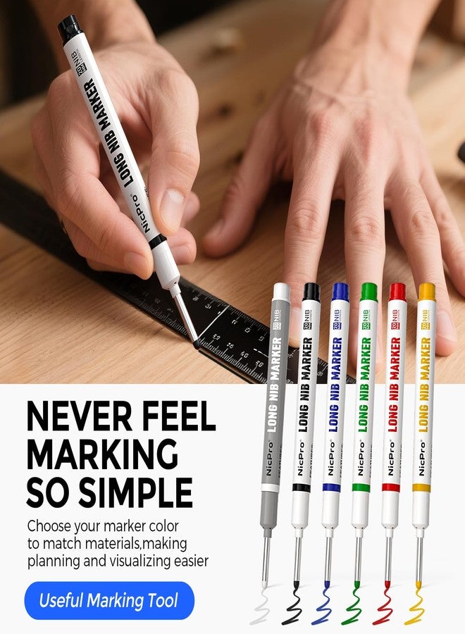 Nicpro 44 Pack CP3000 Carpenter Pencils with Sharpener, Mechanical Carpenter Pencil set with 169PCS Refills, Long Nib Marker Pens, Carbide Scribe Tool & Construction Pencils for Architect Woodworking - Image 3