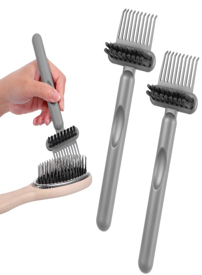 Yuanchu 2Pcs 2-in-1 Hair Brush Cleaner and Remover Tools, Dual-Sided Comb Effective Hairbrush Cleaner for Removing Hair and Dust Home Salon Travel Use(Grey) - Image 1