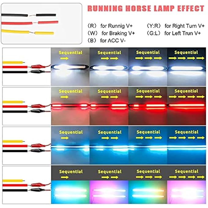 ريحني شريط مصابيح LED نهارية للسيارة DRL مقاومة للماء 12 فولت مصباح أمامي تلقائي متسلسل إشارة انعطاف ضوء نهاري أصفر تدفق عالمي قطعتين 155 سم أبيض وأصفر - Image 5