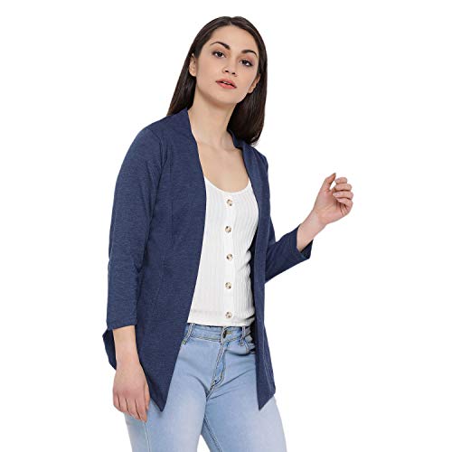 In Love Women's Full Sleeves Banded Collar Shrug,WSG610Q4_XXL Denim Heather - Image 3