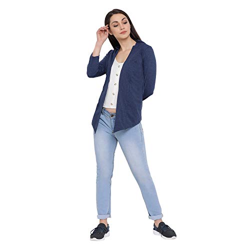 In Love Women's Full Sleeves Banded Collar Shrug,WSG610Q4_XXL Denim Heather - Image 5