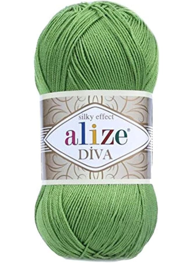 Alize - Diva Silky Effect Moss Green No. 210 Crochet and Knitting Yarn