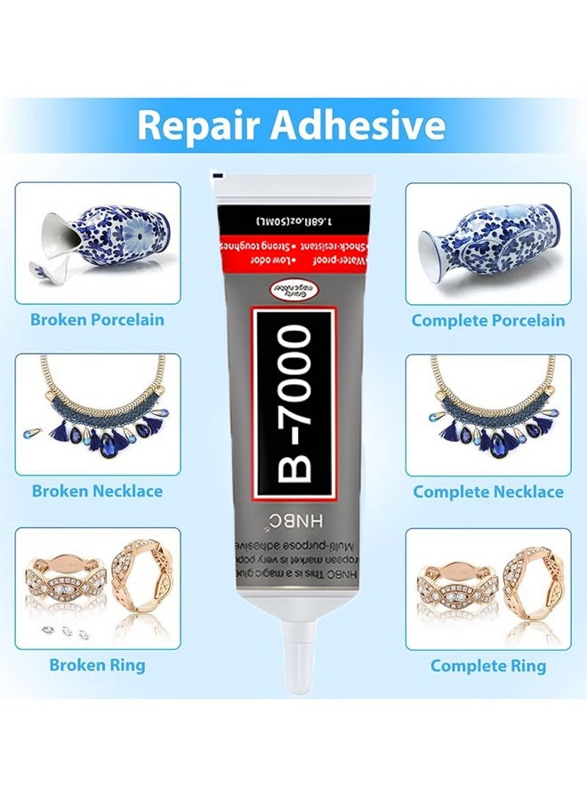 KANGLI 2pcs  B-7000 Super Glue, Industrial Strength Adhesive B7000 Multifunctional Glue Paste for Rhinestones Crafts, Clothes Shoes, Fabric, Jewelry Making, Cell Phones, Tablet 110mlx50 ml - Image 2
