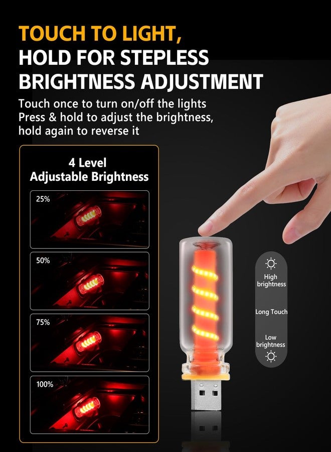 GSOWO 2PCS USB Lights for Car, Touch Adjustment Lights, Plug in USB Car Interior Ambient Light, Mini Spiral LED USB Night Light for Camping, Holiday Decoration, Party, Bedroom (Red) - Image 4